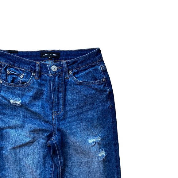 Almost Famous Flare Jeans Distressed Holey Raw Hem Hippie Boho Retro Grunge-3 - Picture 6 of 15